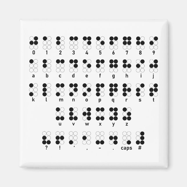 Imán Símbolo de letras ciegas del alfabeto braille (Frente)