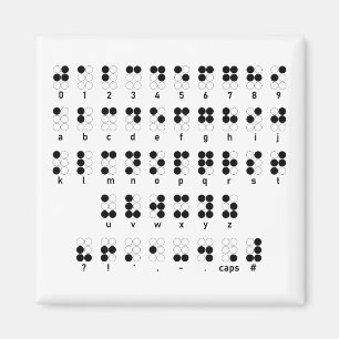 Imán Símbolo de letras ciego del alfabeto de Braille