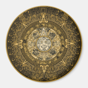 IMÁN SÍMBOLO DE ORO DE CALENDARIO AZTEC SUN STONE