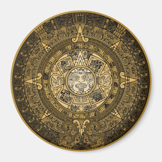 IMÁN SÍMBOLO DE ORO DE CALENDARIO AZTEC SUN STONE (Frente)