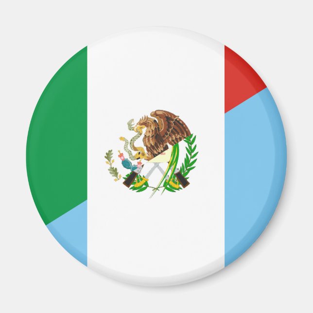 Imán símbolo de país de media bandera de méxico guatema (Frente)