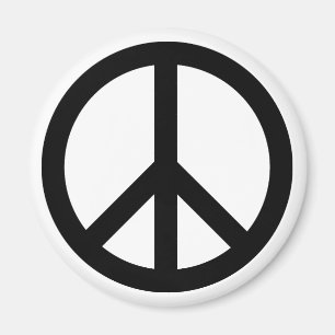 Imán Símbolo de paz Anti Guerra blanco negro simple