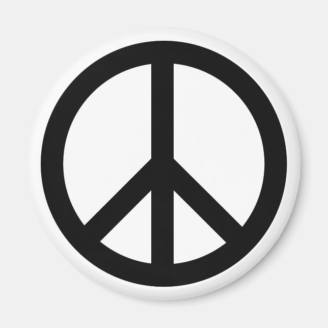 Imán Símbolo de paz Anti Guerra blanco negro simple (Frente)