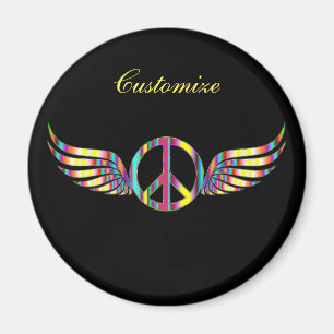Imán Símbolo de paz hippie alado Thunder_Cove