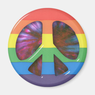 Imán Símbolo de paz psicodélico del arco iris