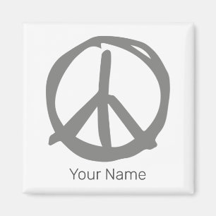 Imán Símbolo de paz Rótulo vintage para hippie pacífico