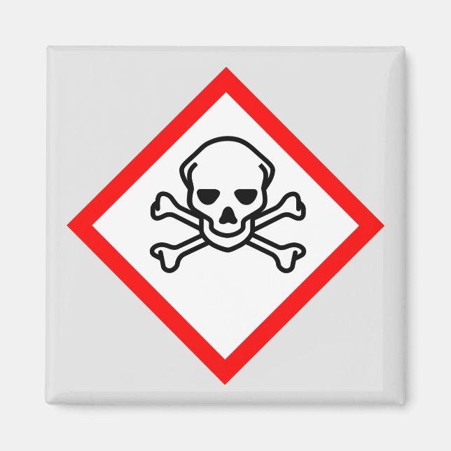 Imán Símbolo de peligro cráneo y cruz (Frente)