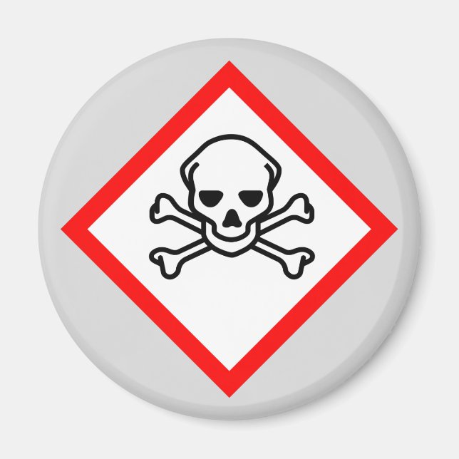 Imán Símbolo de peligro cráneo y cruz (Frente)