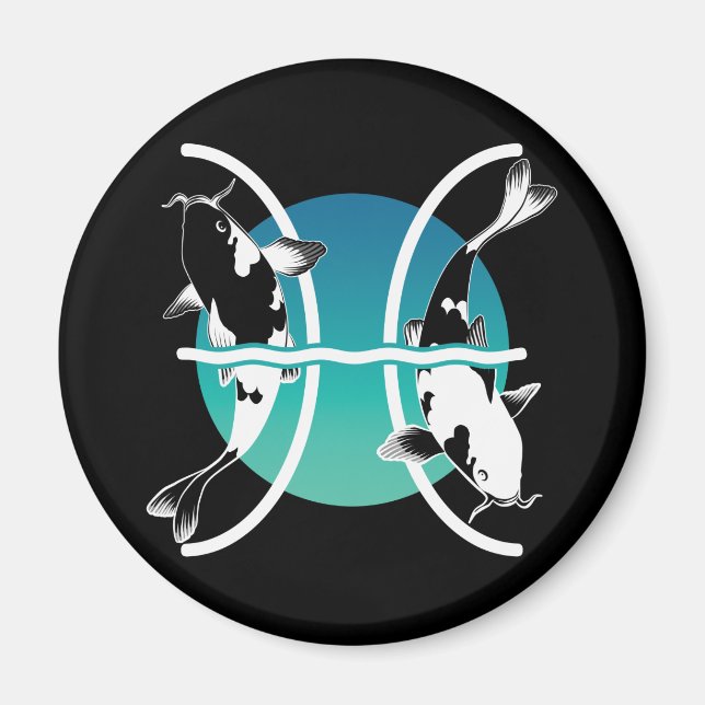 Imán Símbolo de Pisces - Rótulo Zodiaco Astrológico (Frente)