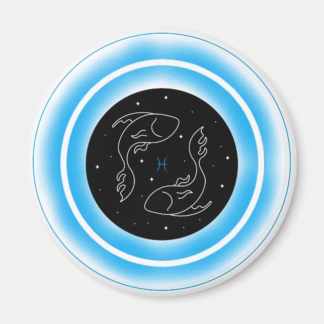 Imán Símbolo de Piscis – Emblema de astrología minimali (Frente)
