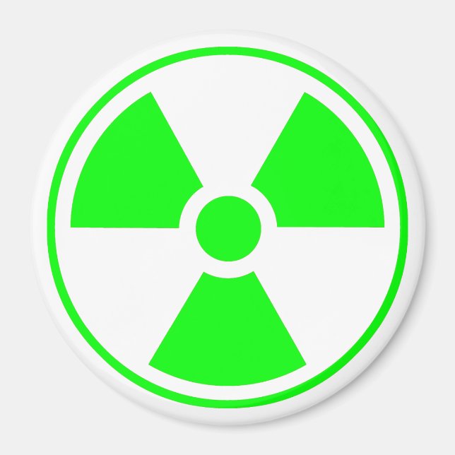 Imán Símbolo de radiación nuclear radiactiva en verde (Frente)