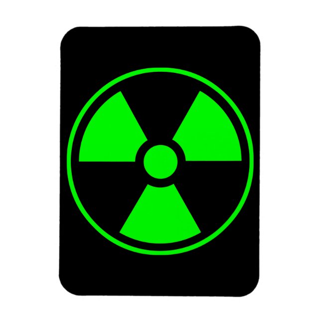 Imán Símbolo de radiación nuclear radiactiva en verde (Vertical)