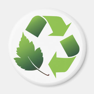 IMÁN SÍMBOLO DE RECICLAJE CON HOJA