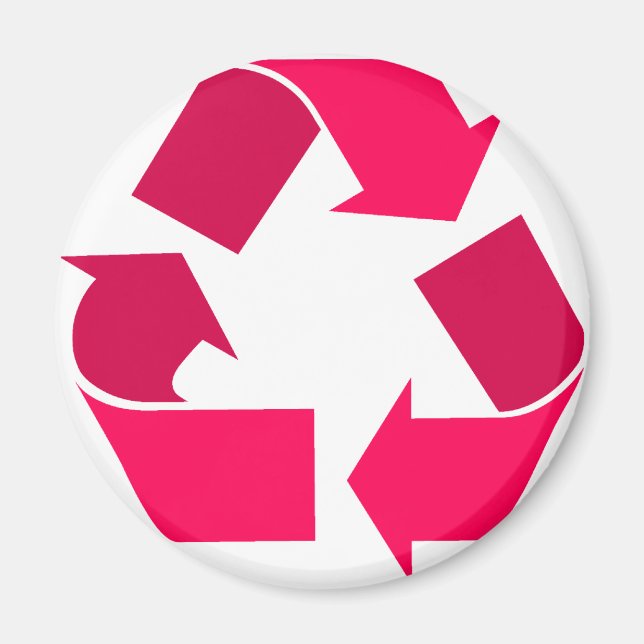 Imán símbolo de reciclaje rosa (Frente)