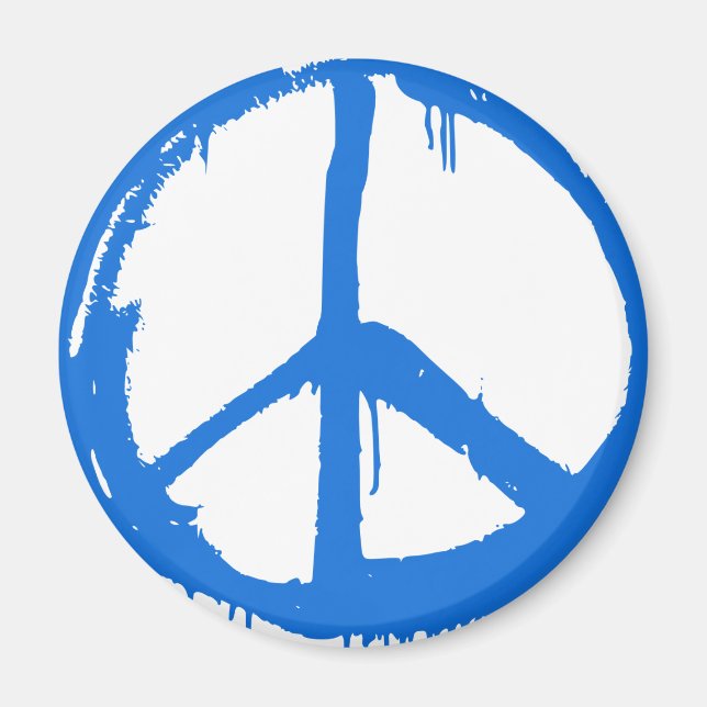 Imán Símbolo de signo de paz azul (Frente)
