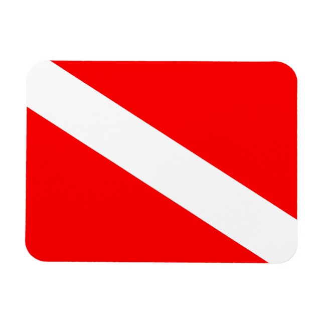 Imán símbolo de submarinismo con bandera de buceo en di (Horizontal)