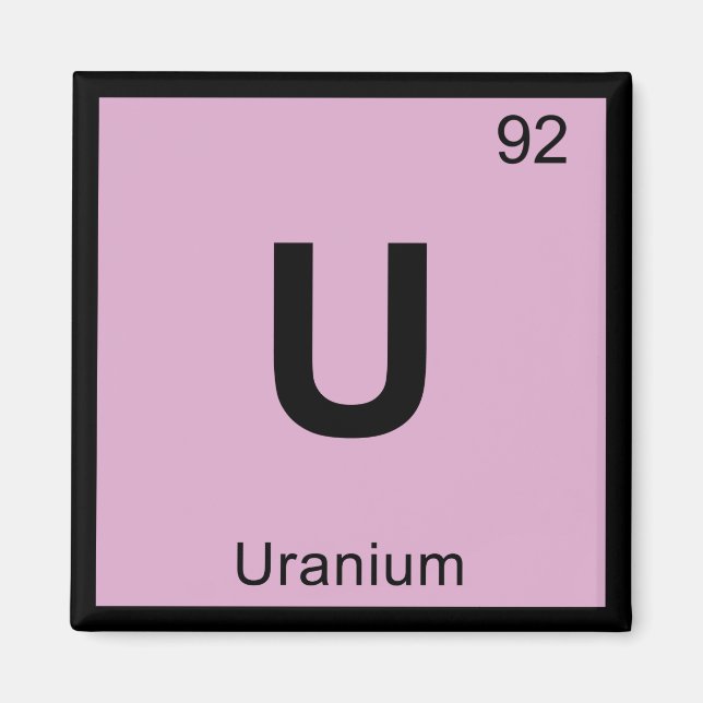 Imán Símbolo de tabla periódica de química del uranio (Frente)