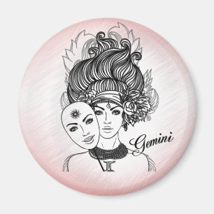 Imán Símbolo de zodiaco y Rótulo Lady Gemini enmascarad