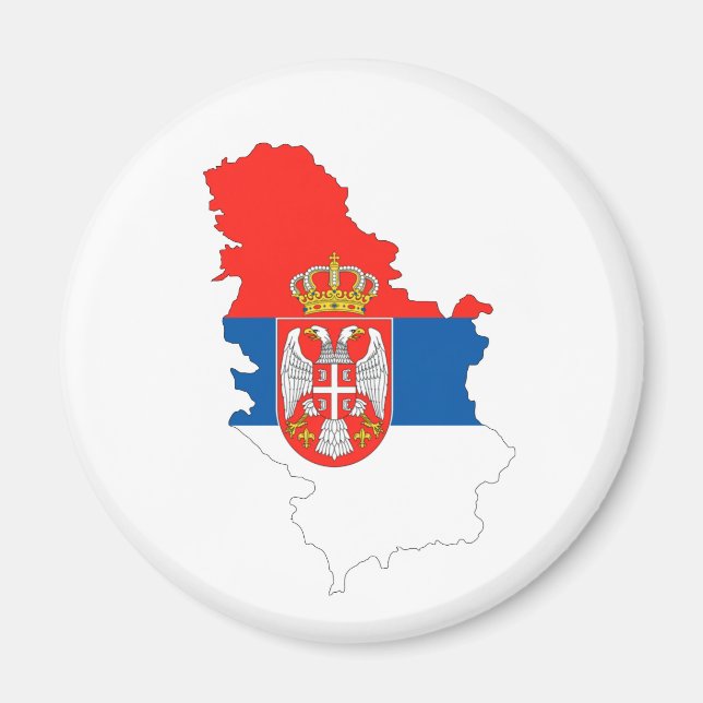 Imán símbolo del mapa de la bandera de serbia (Frente)