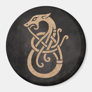 Imán Símbolo del Nudo de la Serpiente Vikinga Dorada