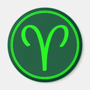 Imán Símbolo del Zodiaco Aries con Contraste Verde