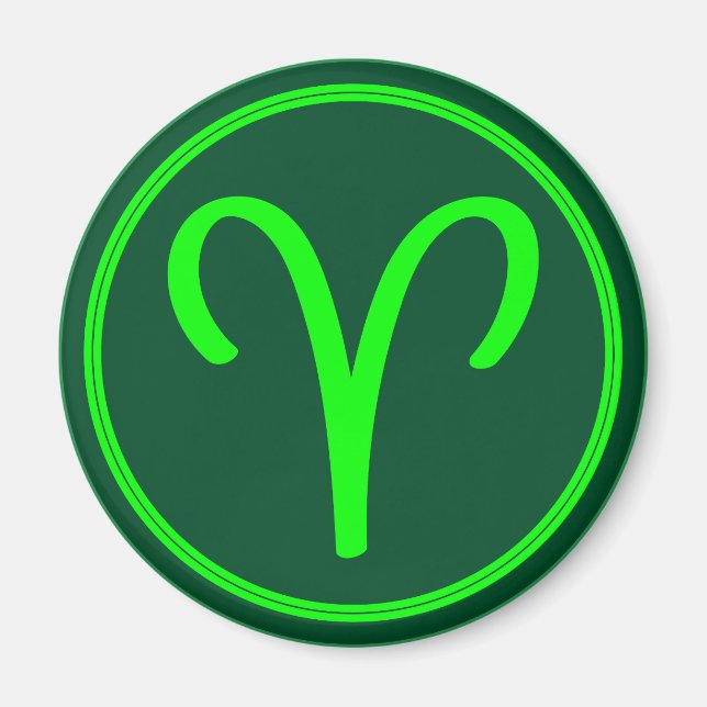 Imán Símbolo del Zodiaco Aries con Contraste Verde (Frente)