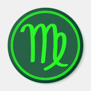 Imán Símbolo del Zodiaco Virgo con Contraste Verde