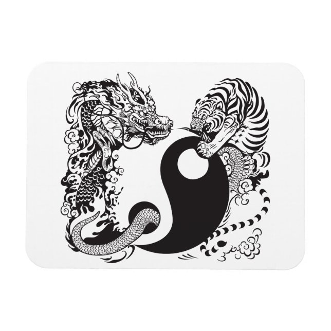 Imán símbolo dragón y tigre yin yang (Horizontal)