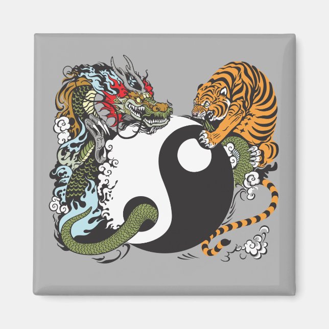 Imán símbolo dragón y tigre yin yang (Frente)