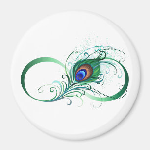 Imán Símbolo infinito con pluma de pavo real