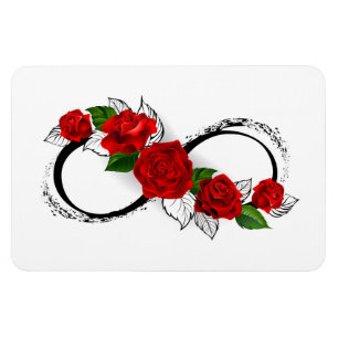 Imán Símbolo infinito con rosas rojas