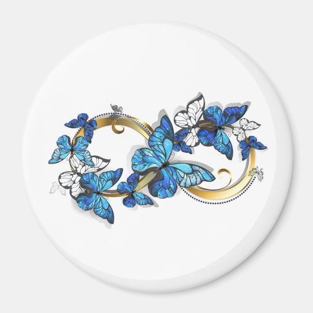 Imán Símbolo infinito de mariposas Morpho azules (Frente)