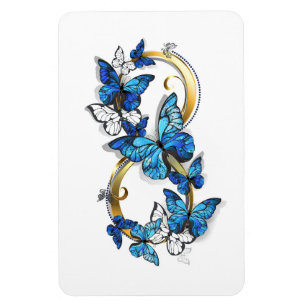 Imán Símbolo infinito de mariposas Morpho azules