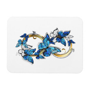 Imán Símbolo infinito de mariposas Morpho azules
