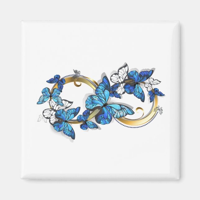 Imán Símbolo infinito de mariposas Morpho azules (Frente)
