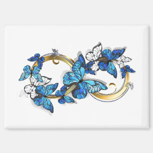 Imán Símbolo infinito de mariposas Morpho azules
