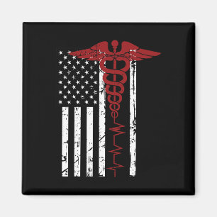 Imán Símbolo médico de bandera de Estados Unidos Negro