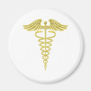 Imán Símbolo médico del oro del caduceo