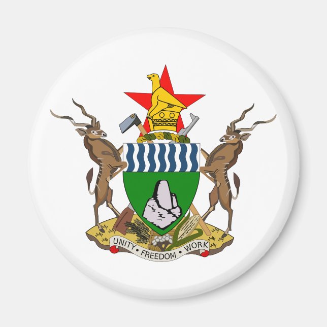 Imán Símbolo oficial del escudo de armas de Zimbabue (Frente)