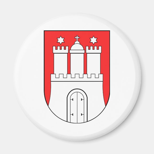 Imán Símbolo oficial del escudo de armas Hamburgo Alema (Frente)
