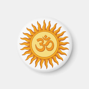 Imán Símbolo Om en diseño hindú espiritual de sol radia