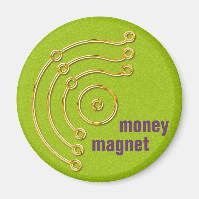 Imán Símbolo RUNA / ORO, dinero, imán, verde (Frente)