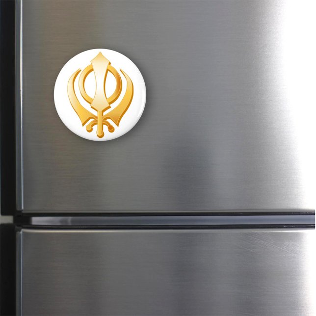 Imán Símbolo sij (Sikh Magnet, gold Khanda, symbol of the Sikh religion.
)
