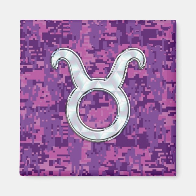 Imán Símbolo zodiaco de Pearl Like Taurus en camo digit (Frente)