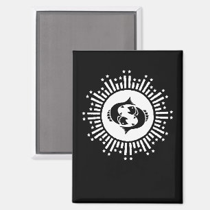 Imán Símbolo zodiaco de Pisces con estreno celeste