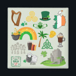 Imán Símbolos de Irlanda<br><div class="desc">Los símbolos irlandeses divertidos diseñan para los amantes de los viajes.</div>