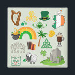 Imán Símbolos de Irlanda<br><div class="desc">Los símbolos irlandeses divertidos diseñan para los amantes de los viajes.</div>