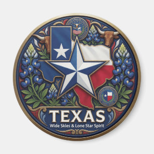 Imán Símbolos de la Estrella Solitaria de Texas y Orgul
