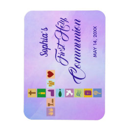 Imán Símbolos de la primera comunión colorida de la pri