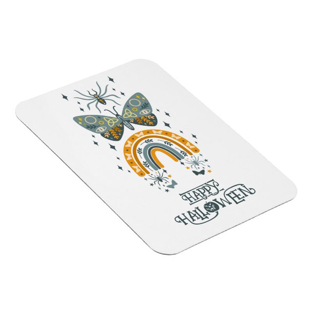 Imán Símbolos de la vibra de Halloween fantasmal -Feliz (Lado Derecho)